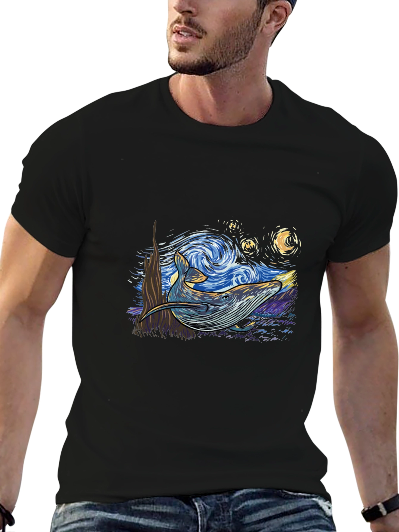 Starry Whale Tee - Artistic Graphic Print