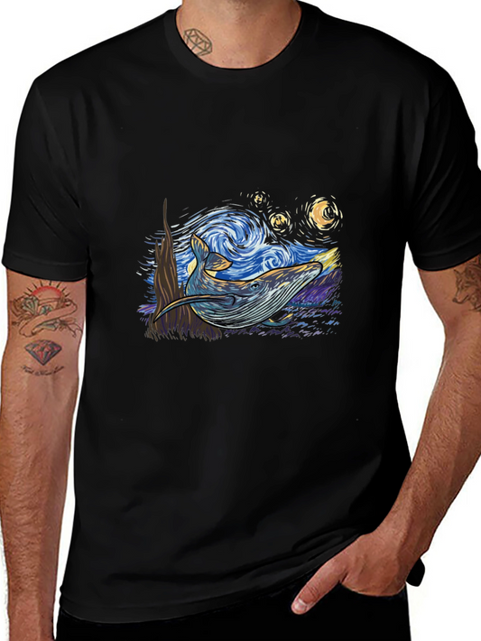 Starry Whale Tee - Artistic Graphic Print