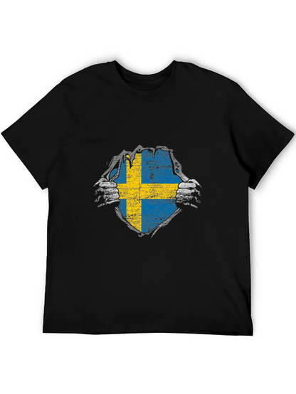Sweden Flag T-Shirt - Ripped Patriotic Design