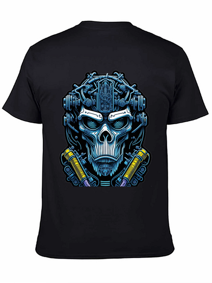 Cyberpunk Skull Graphic Tee - Edgy Techwear Fashion