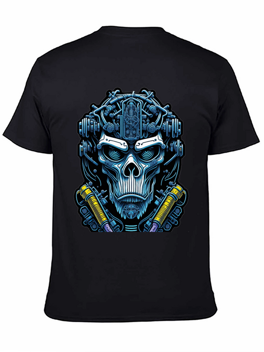 Cyberpunk Skull Graphic Tee - Edgy Techwear Fashion