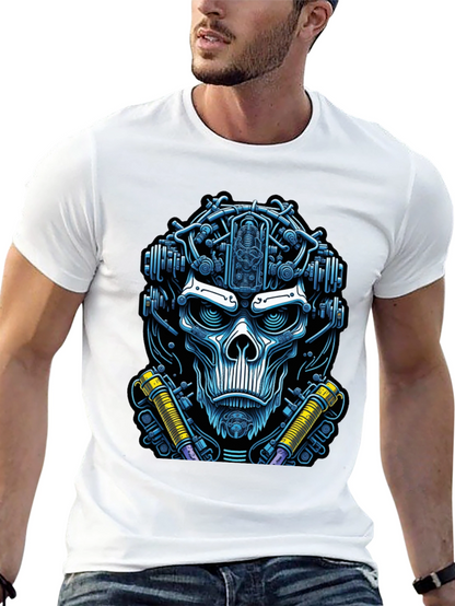 Cyberpunk Skull Graphic Tee - Edgy Techwear Fashion
