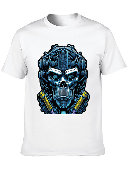 Cyberpunk Skull Graphic Tee - Edgy Techwear Fashion