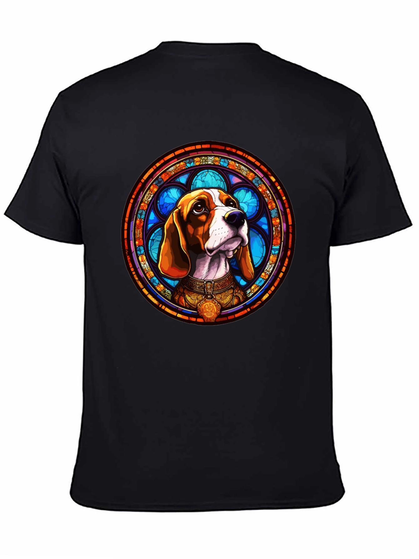 Stained Glass Beagle Dog Graphic T-Shirt
