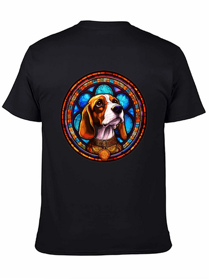 Stained Glass Beagle Dog Graphic T-Shirt