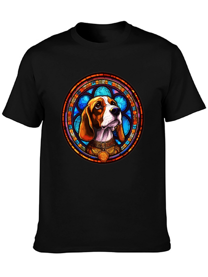 Stained Glass Beagle Dog Graphic T-Shirt