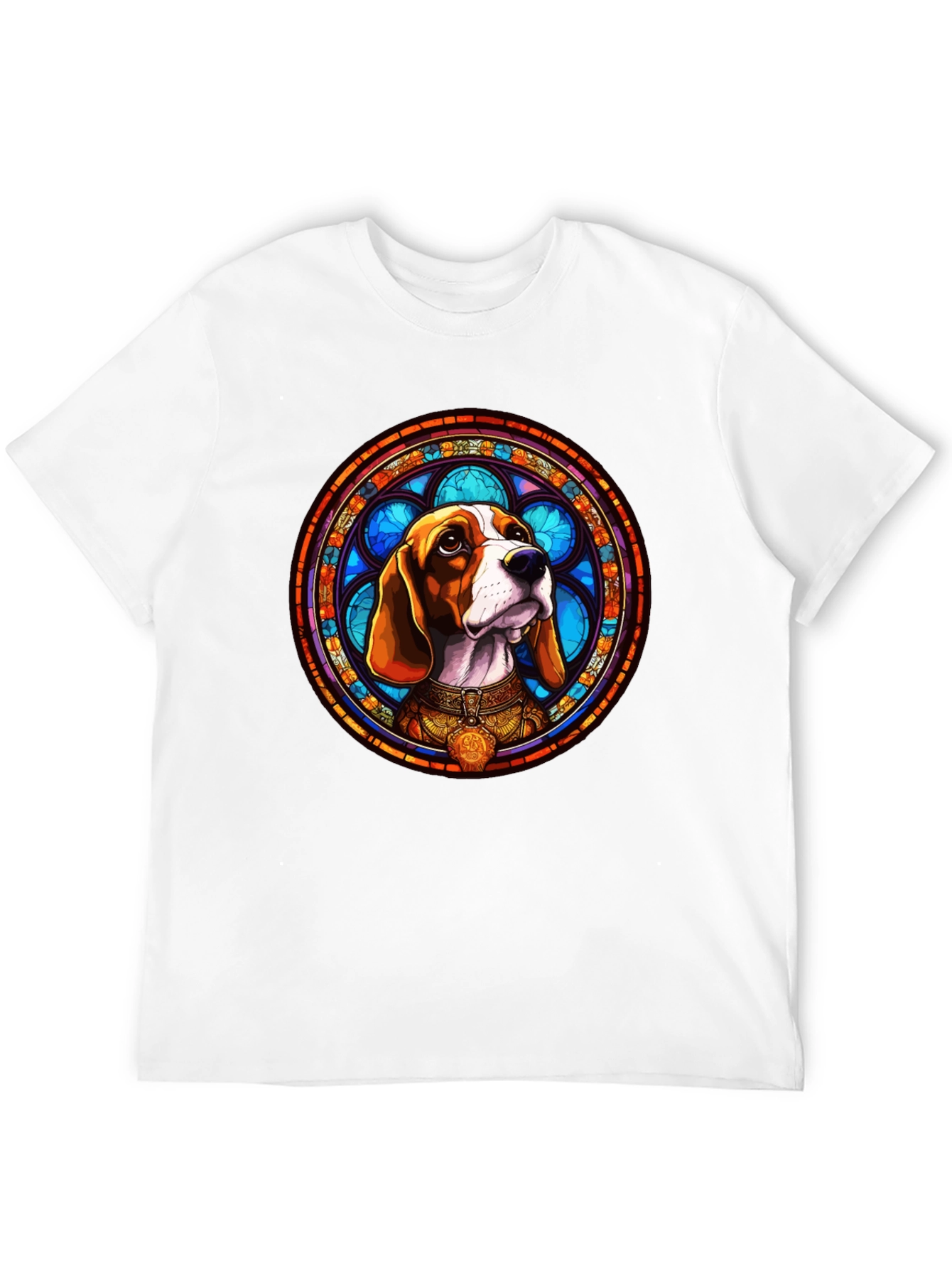 Stained Glass Beagle Dog Graphic T-Shirt
