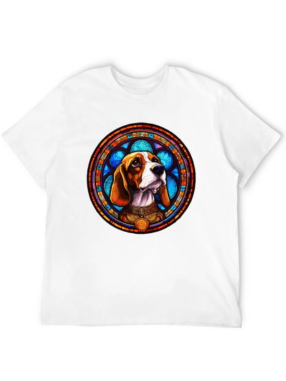 Stained Glass Beagle Dog Graphic T-Shirt