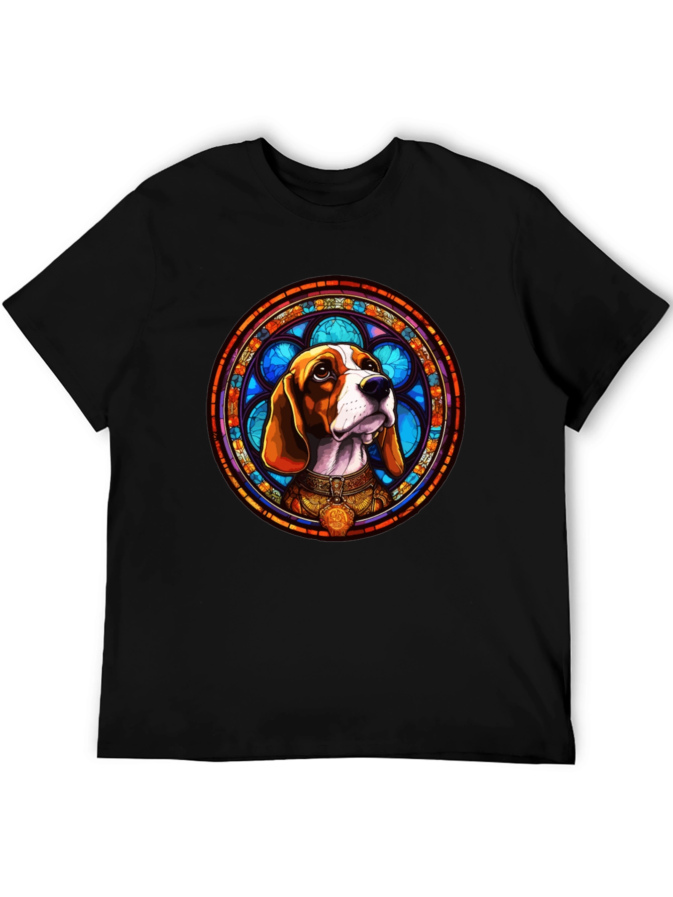 Stained Glass Beagle Dog Graphic T-Shirt