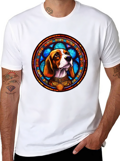 Stained Glass Beagle Dog Graphic T-Shirt
