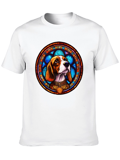 Stained Glass Beagle Dog Graphic T-Shirt