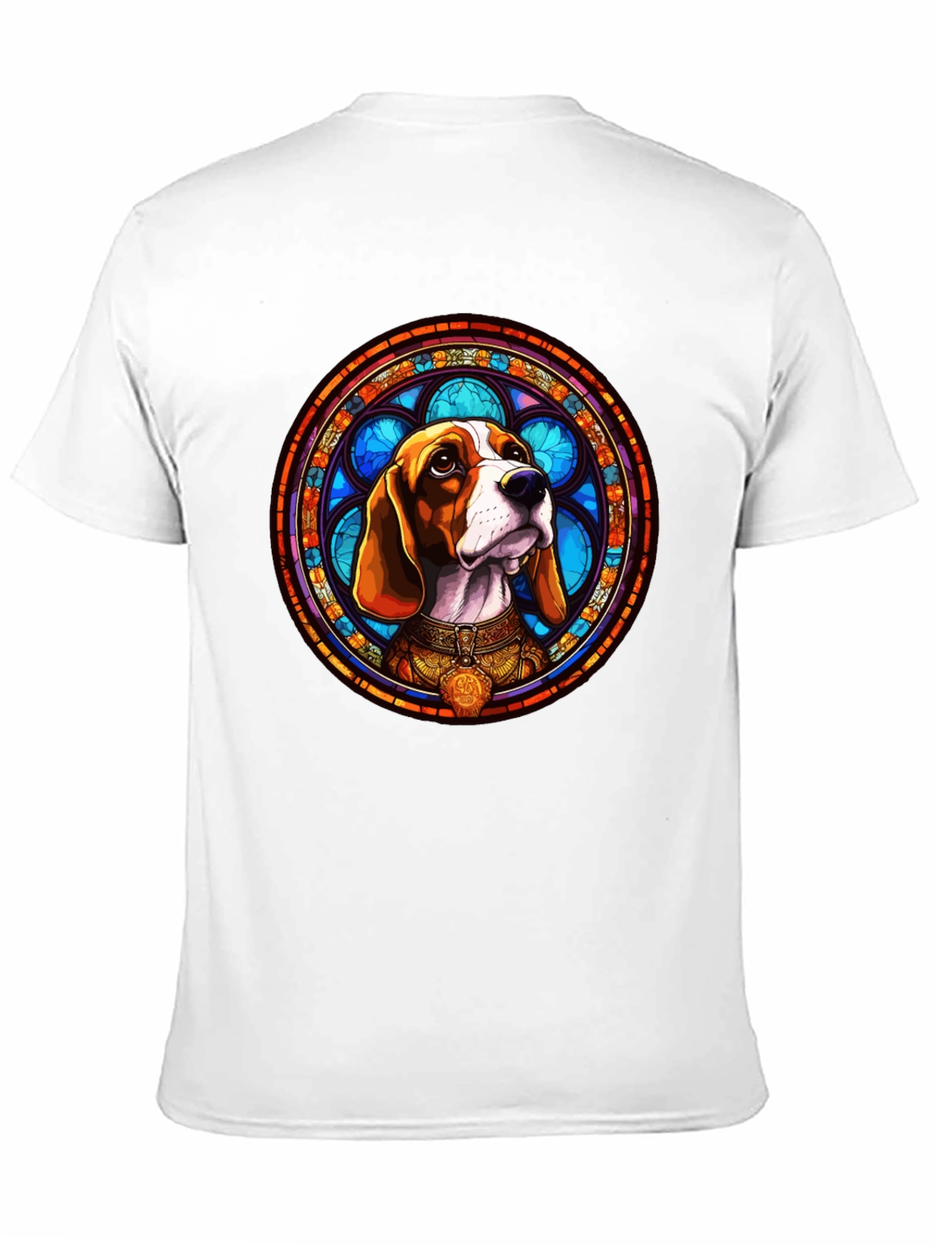 Stained Glass Beagle Dog Graphic T-Shirt