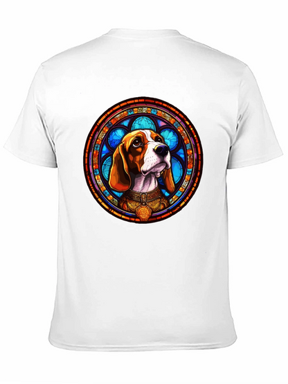 Stained Glass Beagle Dog Graphic T-Shirt