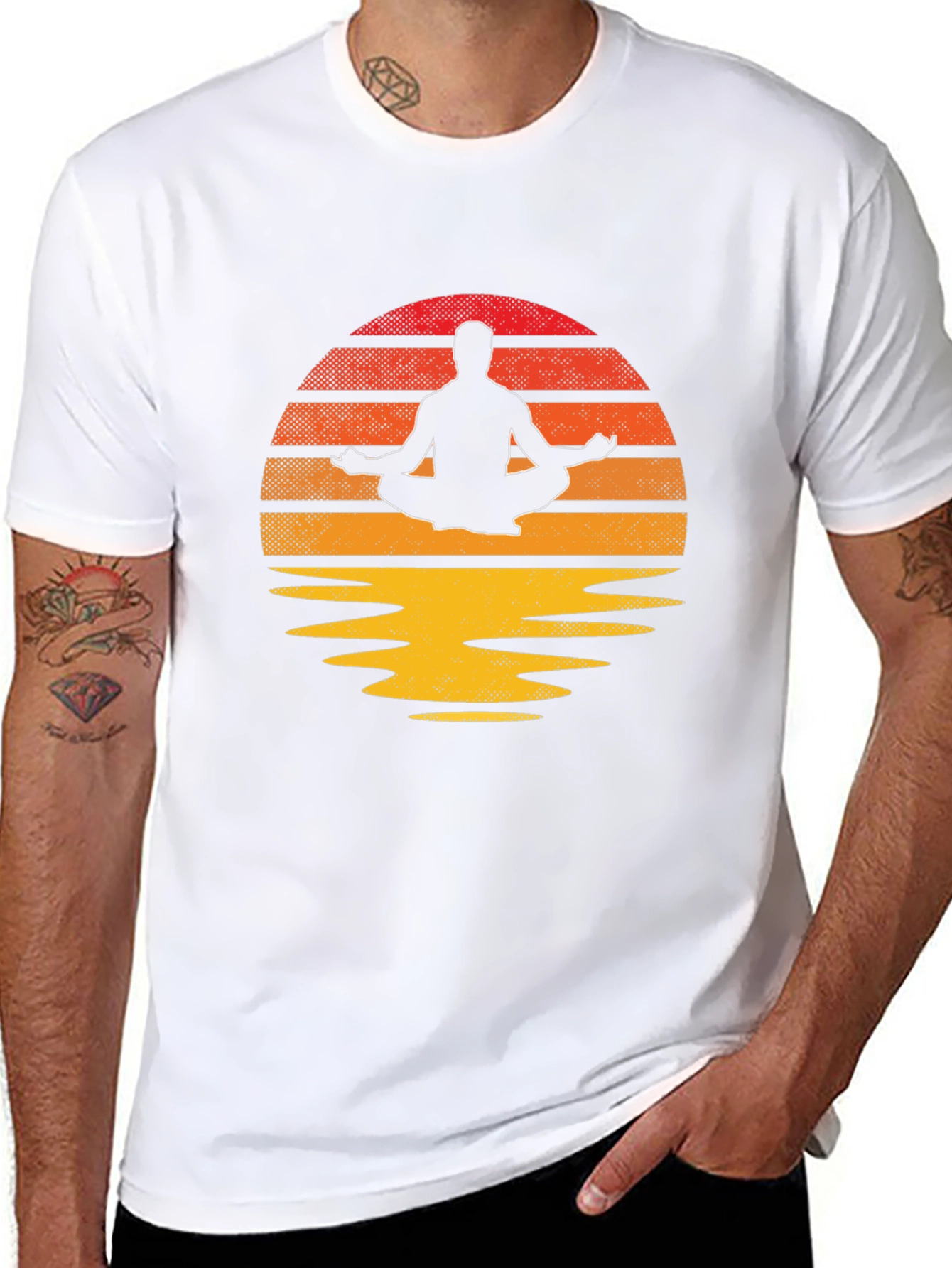Zen Sunset Meditation T-Shirt - Relaxed Fit