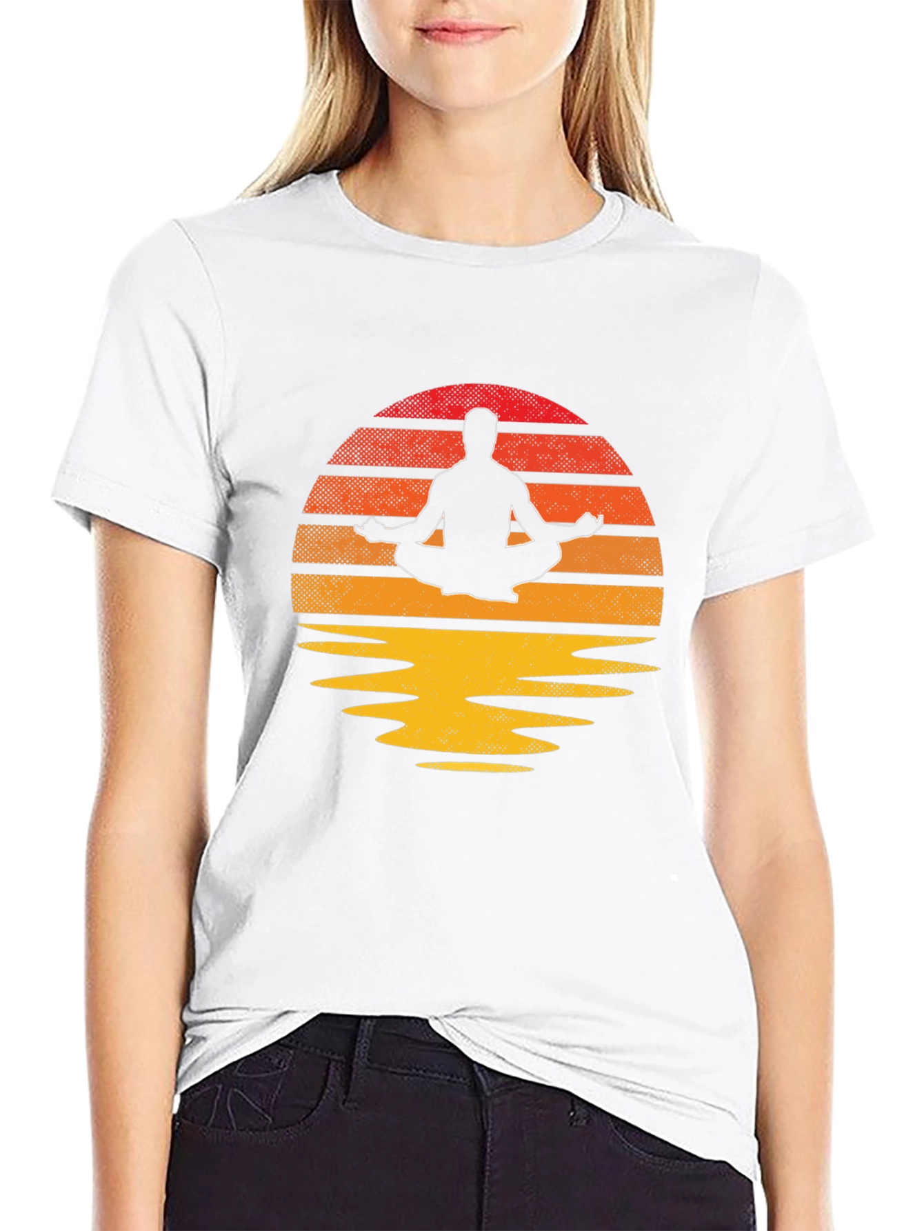 Zen Sunset Meditation T-Shirt - Relaxed Fit