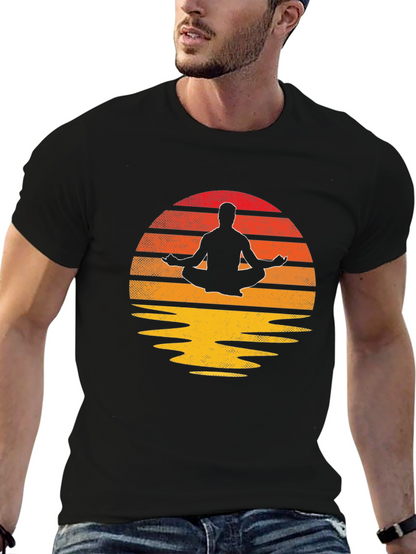 Zen Sunset Meditation T-Shirt - Relaxed Fit