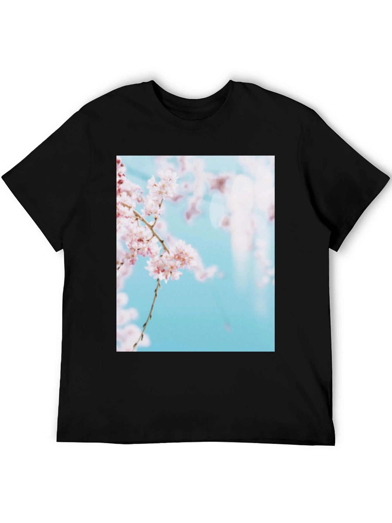 Cherry Blossom Print Black T-Shirt