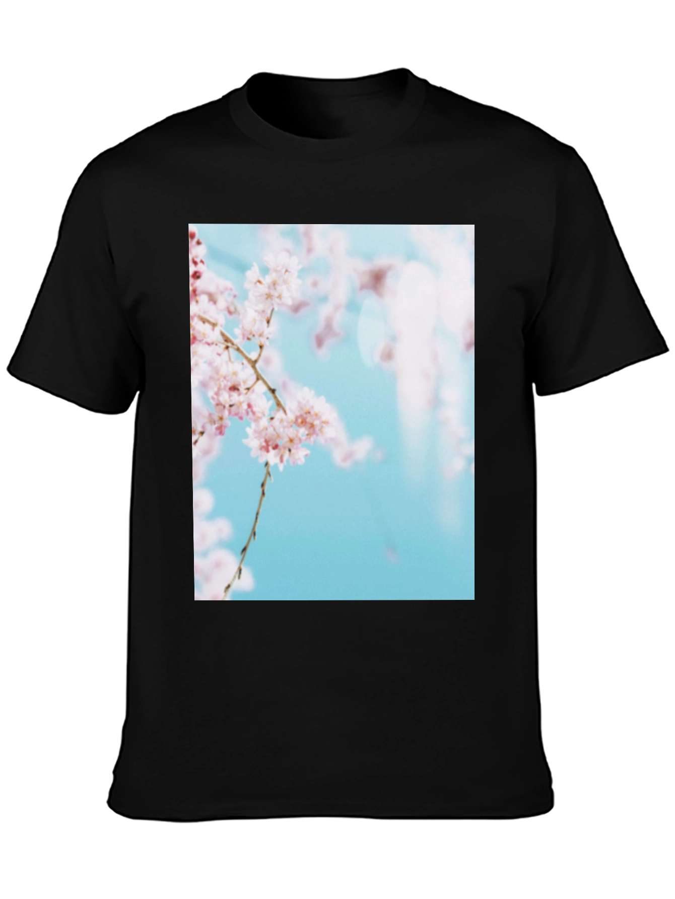 Cherry Blossom Print Black T-Shirt