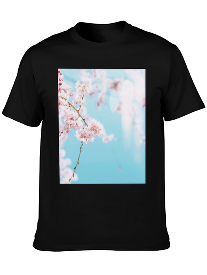 Cherry Blossom Print Black T-Shirt
