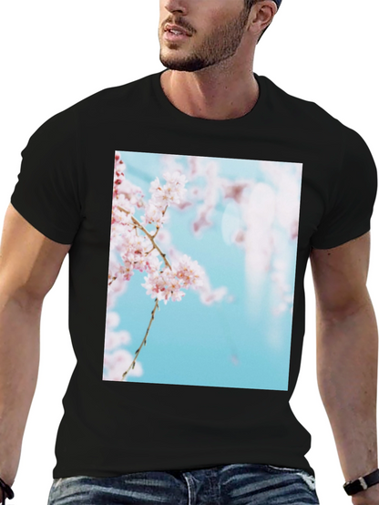 Cherry Blossom Print Black T-Shirt