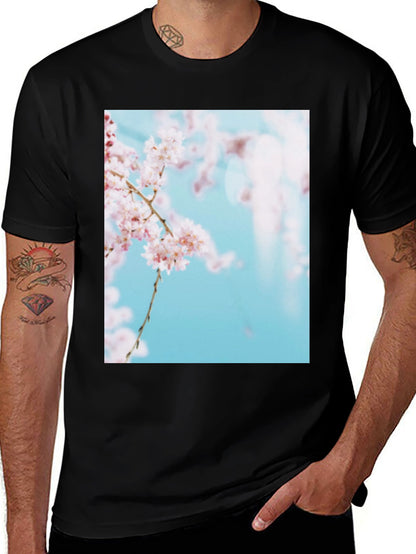 Cherry Blossom Print Black T-Shirt