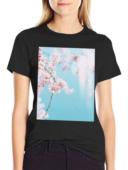 Cherry Blossom Print Black T-Shirt