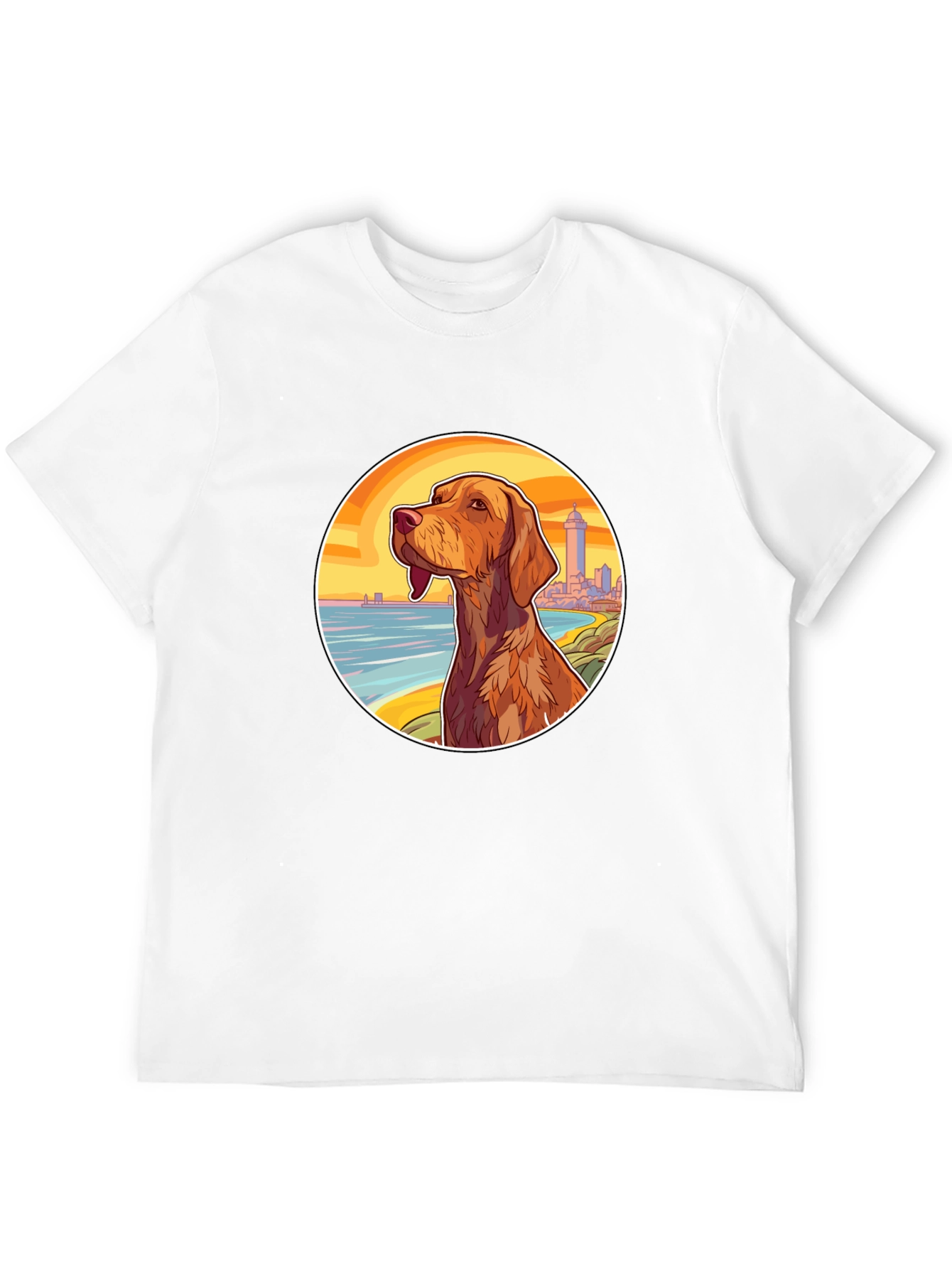 Dog Beach Scene Black T-Shirt
