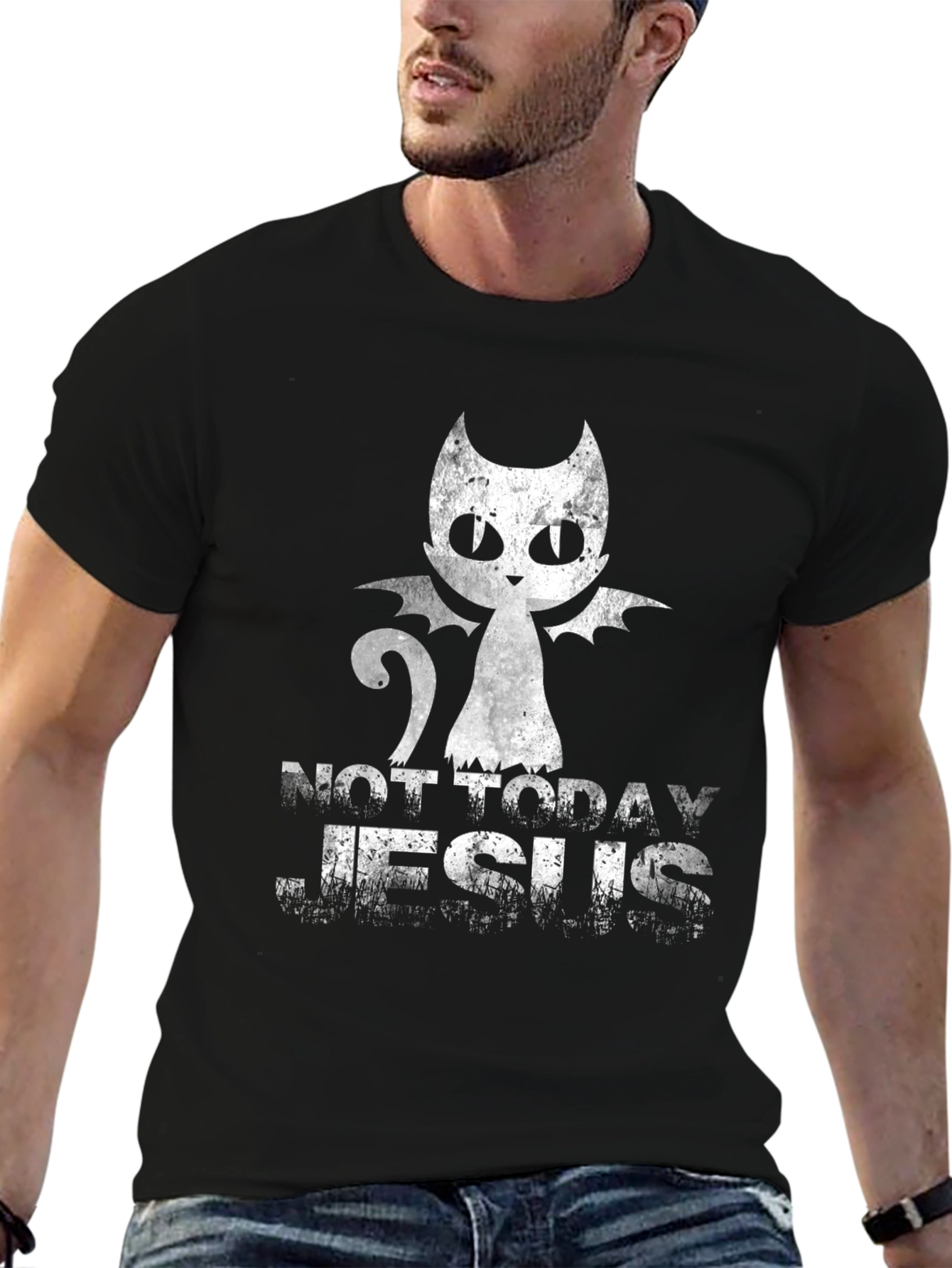 Not Today Jesus Cat Bat T-Shirt