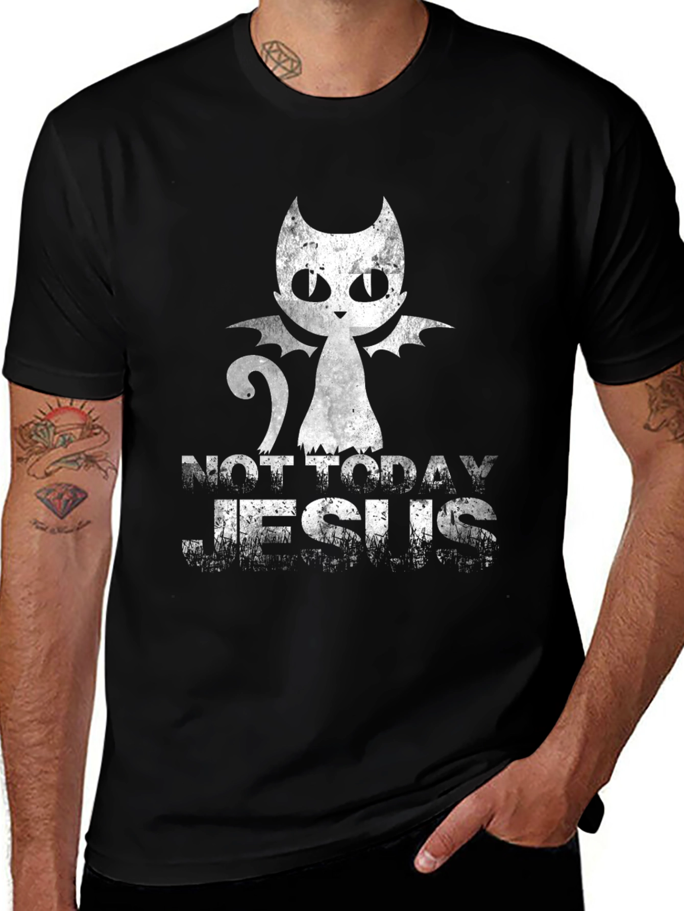 Not Today Jesus Cat Bat T-Shirt