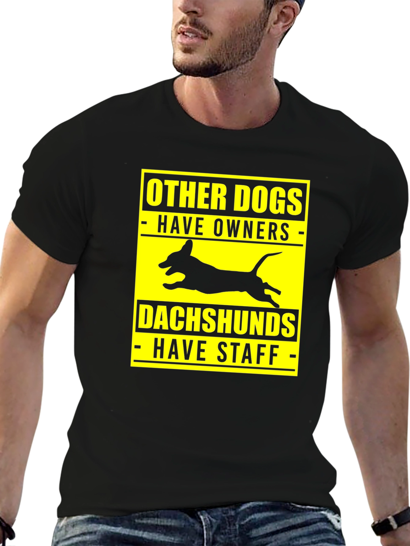 Dachshund Staff Black T-Shirt