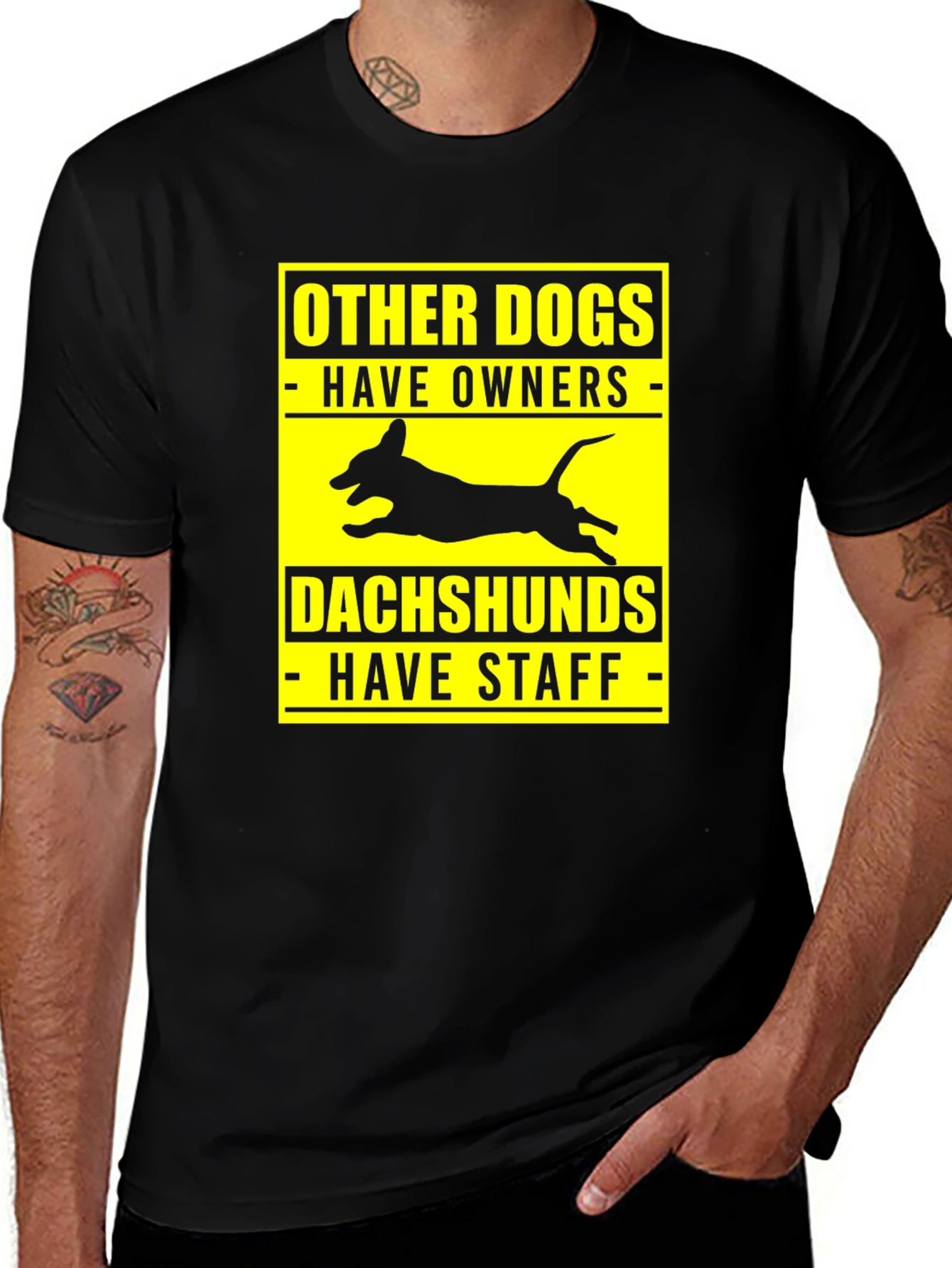 Dachshund Staff Black T-Shirt