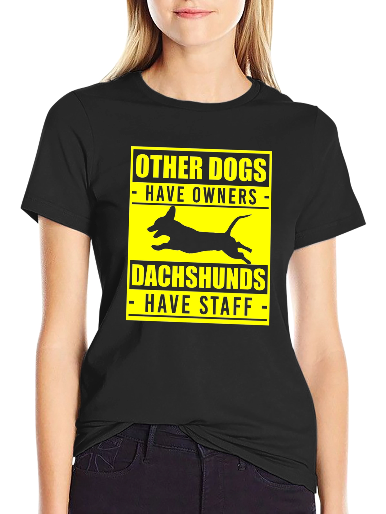 Dachshund Staff Black T-Shirt