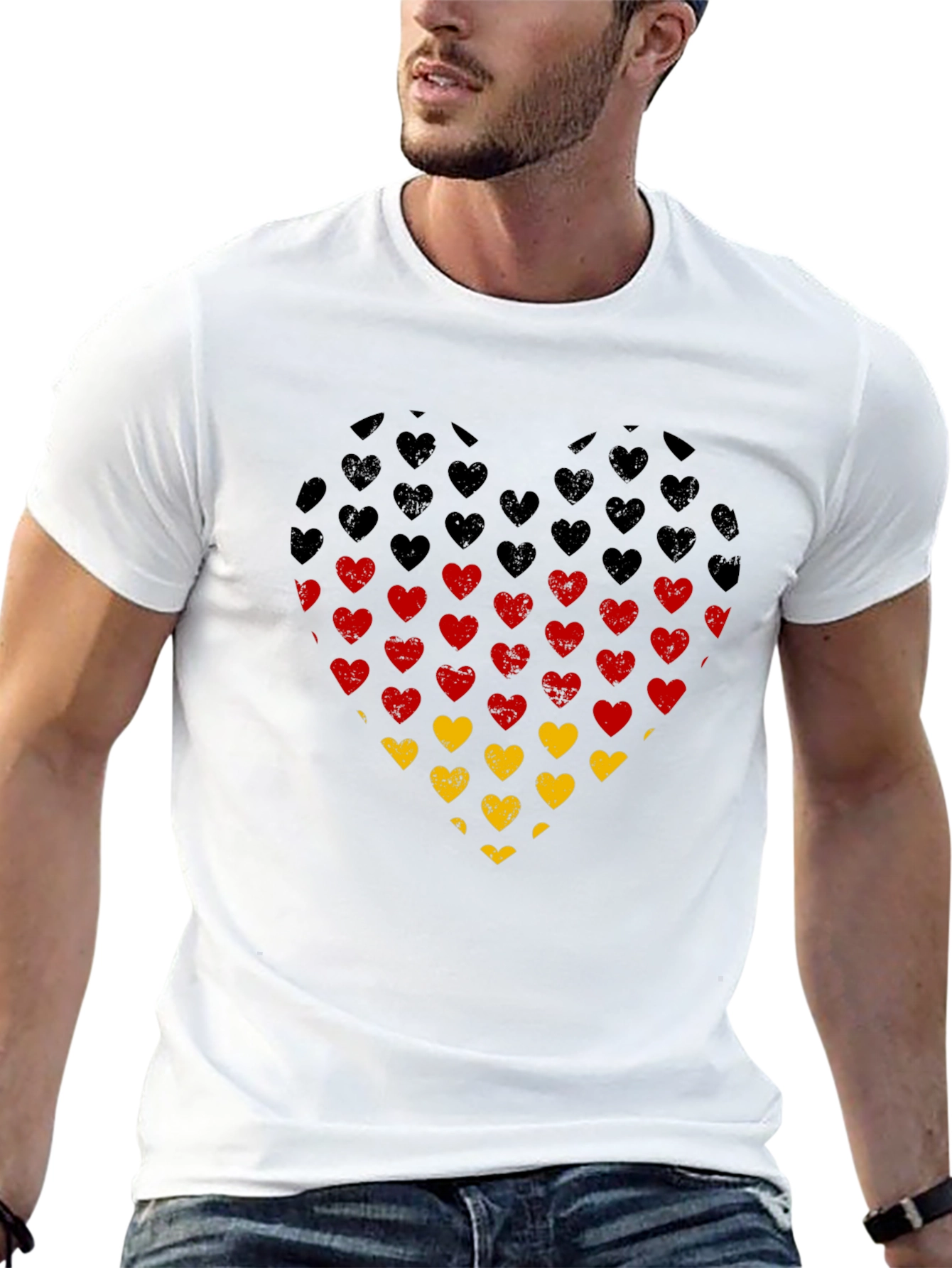 German Flag Heart T-Shirt - Black