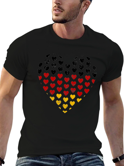 German Flag Heart T-Shirt - Black