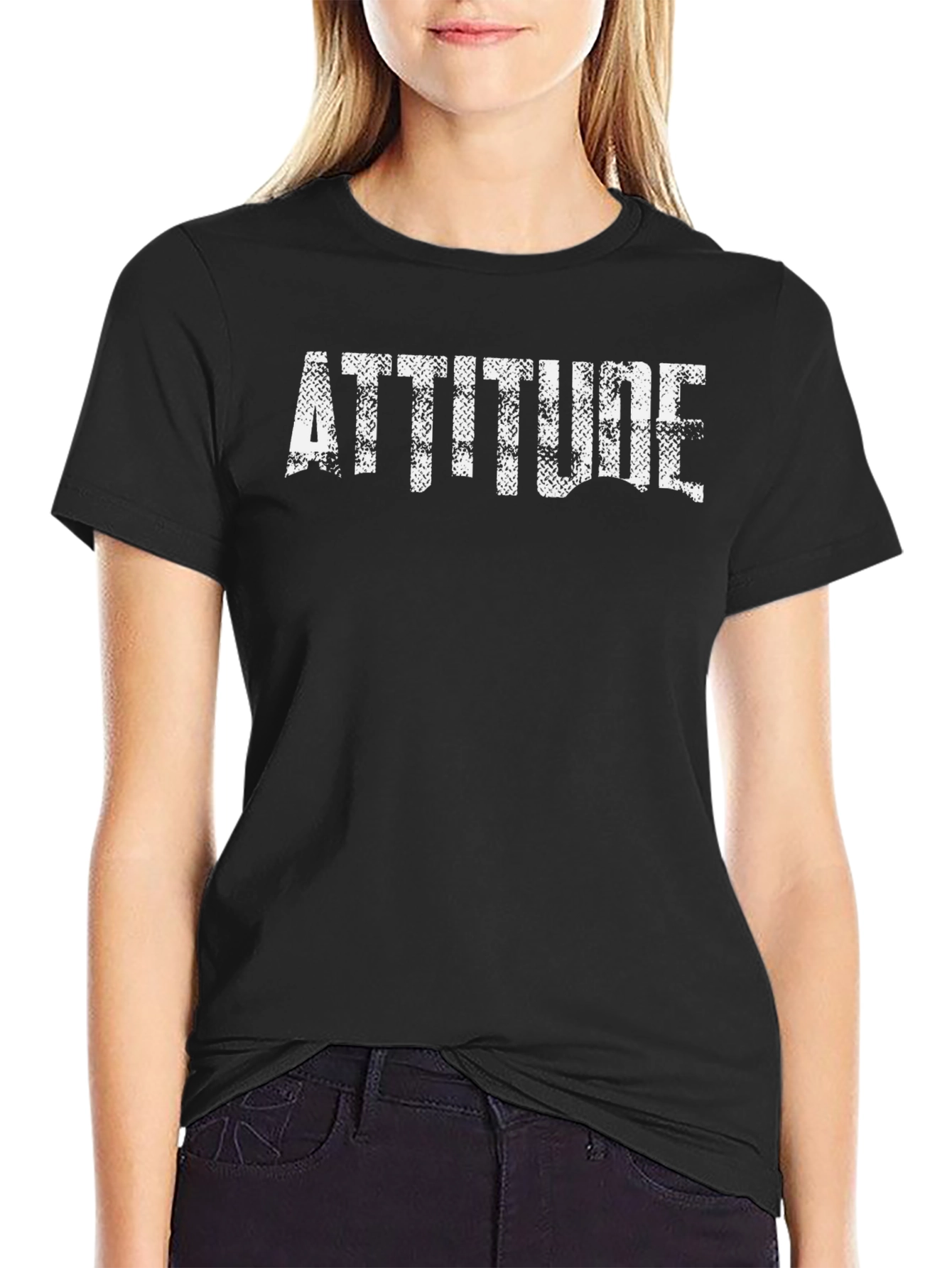 Attitude Graphic Print Black T-Shirt