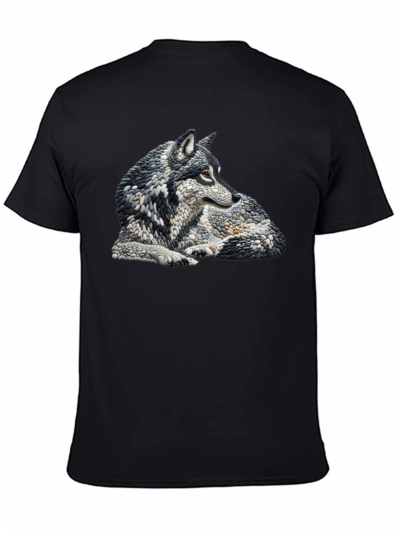 Wolf Art Graphic Print Black T-Shirt