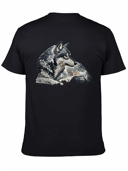 Wolf Art Graphic Print Black T-Shirt