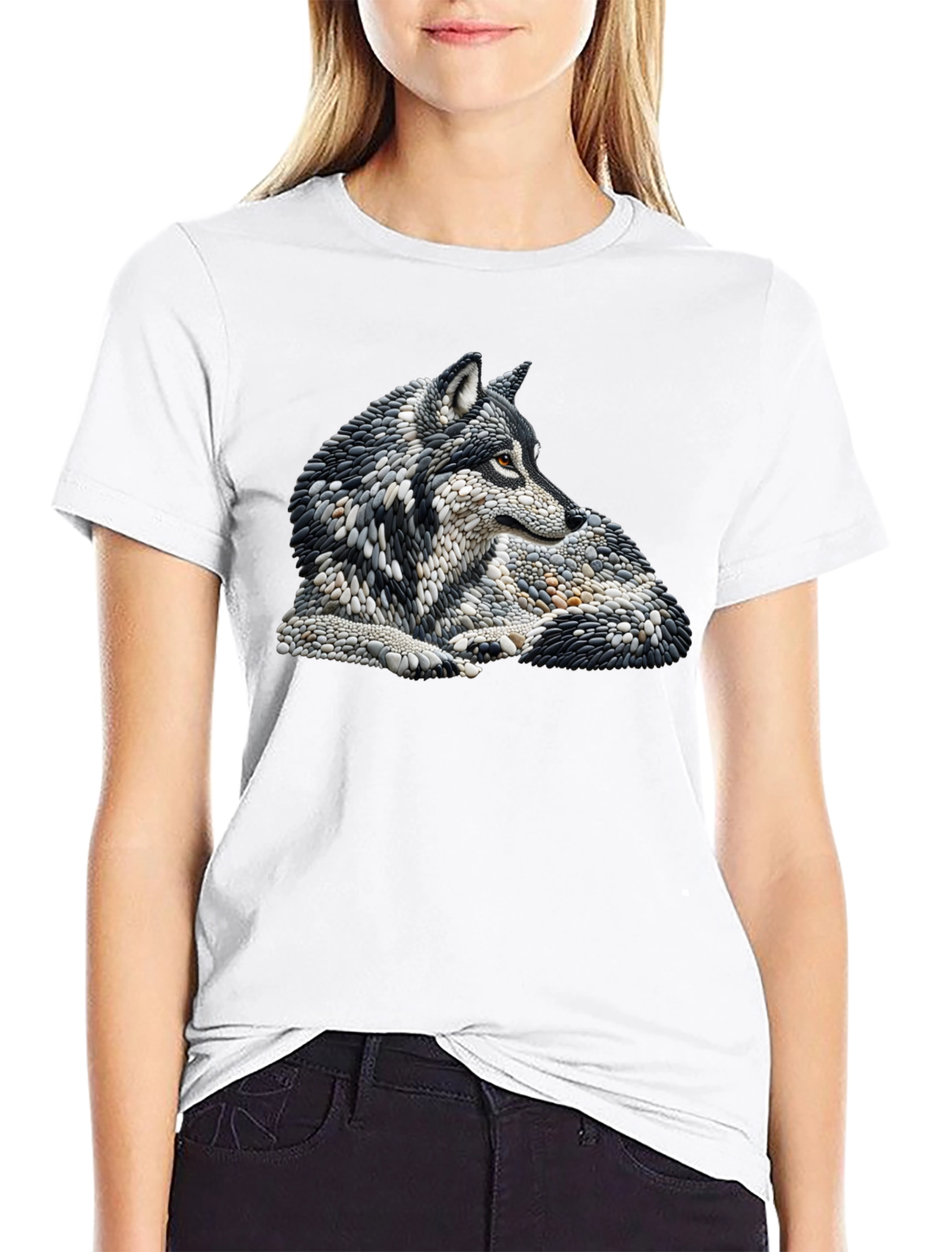 Wolf Art Graphic Print Black T-Shirt