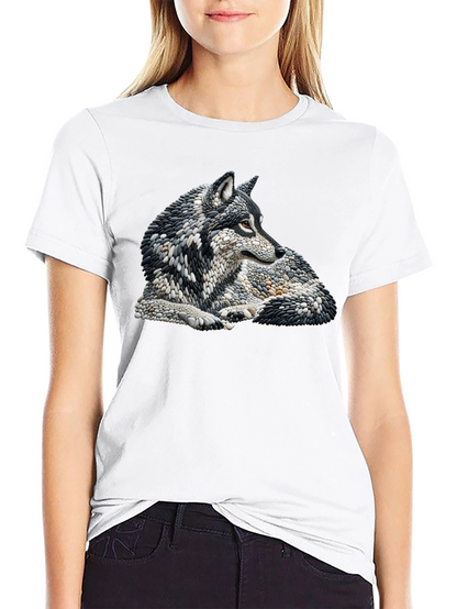 Wolf Art Graphic Print Black T-Shirt