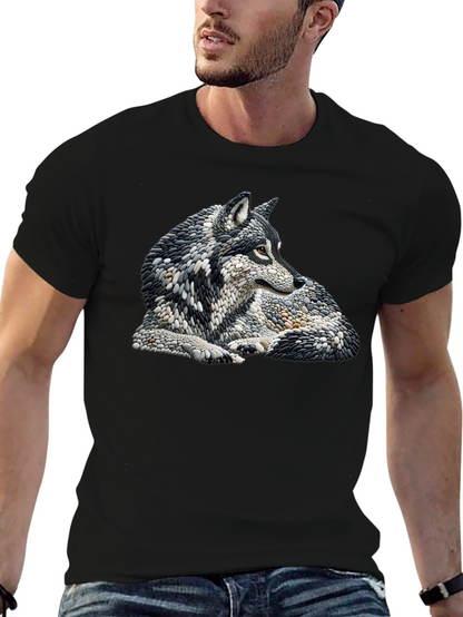 Wolf Art Graphic Print Black T-Shirt