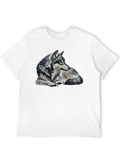 Wolf Art Graphic Print Black T-Shirt