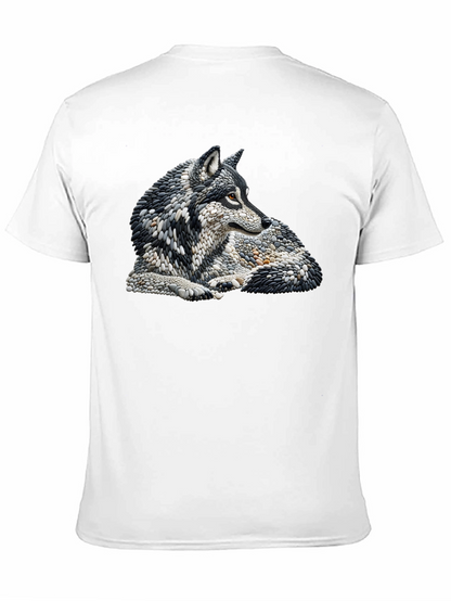 Wolf Art Graphic Print Black T-Shirt