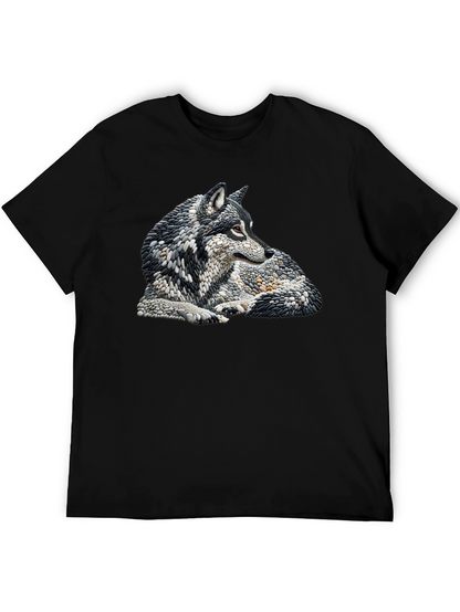 Wolf Art Graphic Print Black T-Shirt