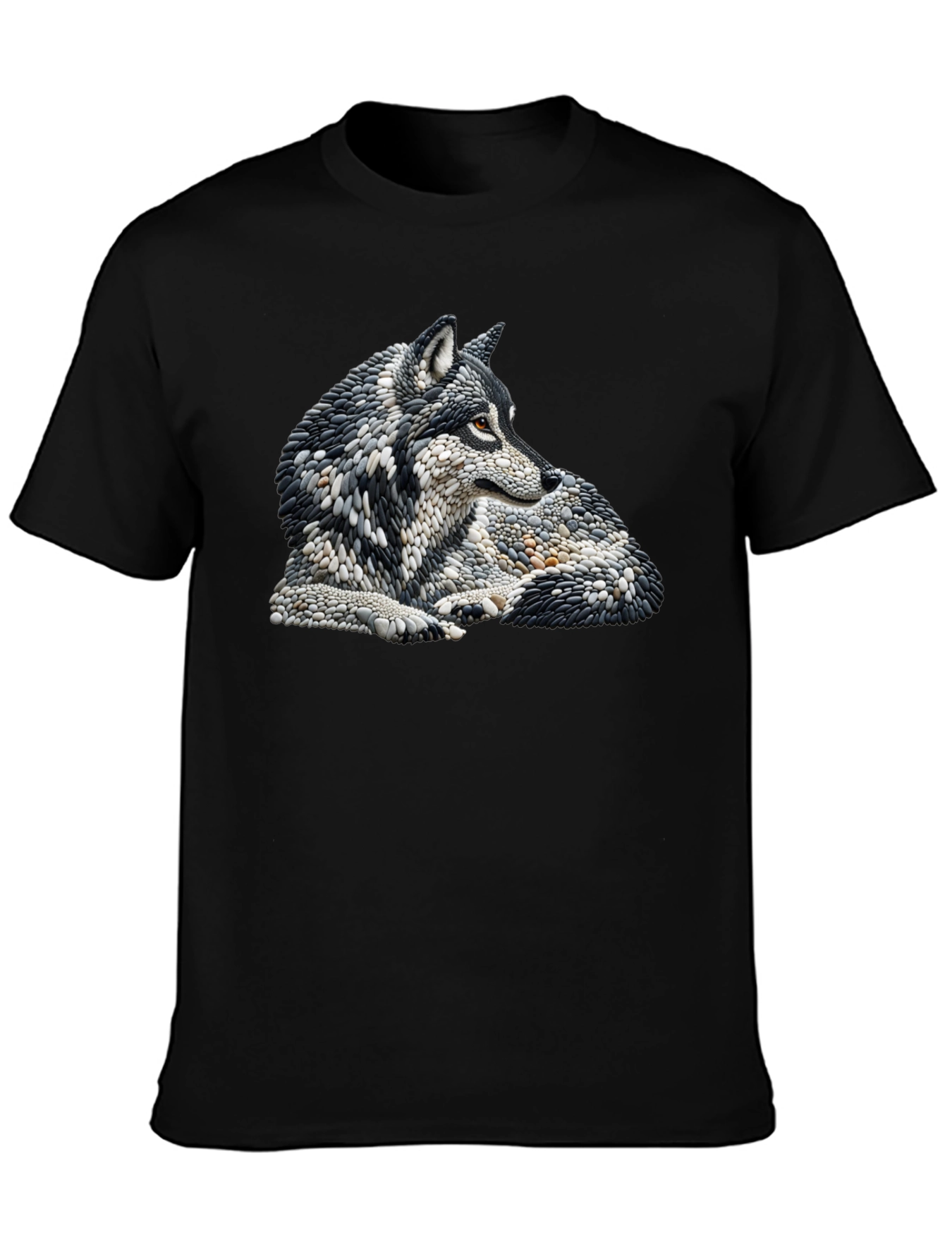 Wolf Art Graphic Print Black T-Shirt