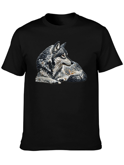 Wolf Art Graphic Print Black T-Shirt