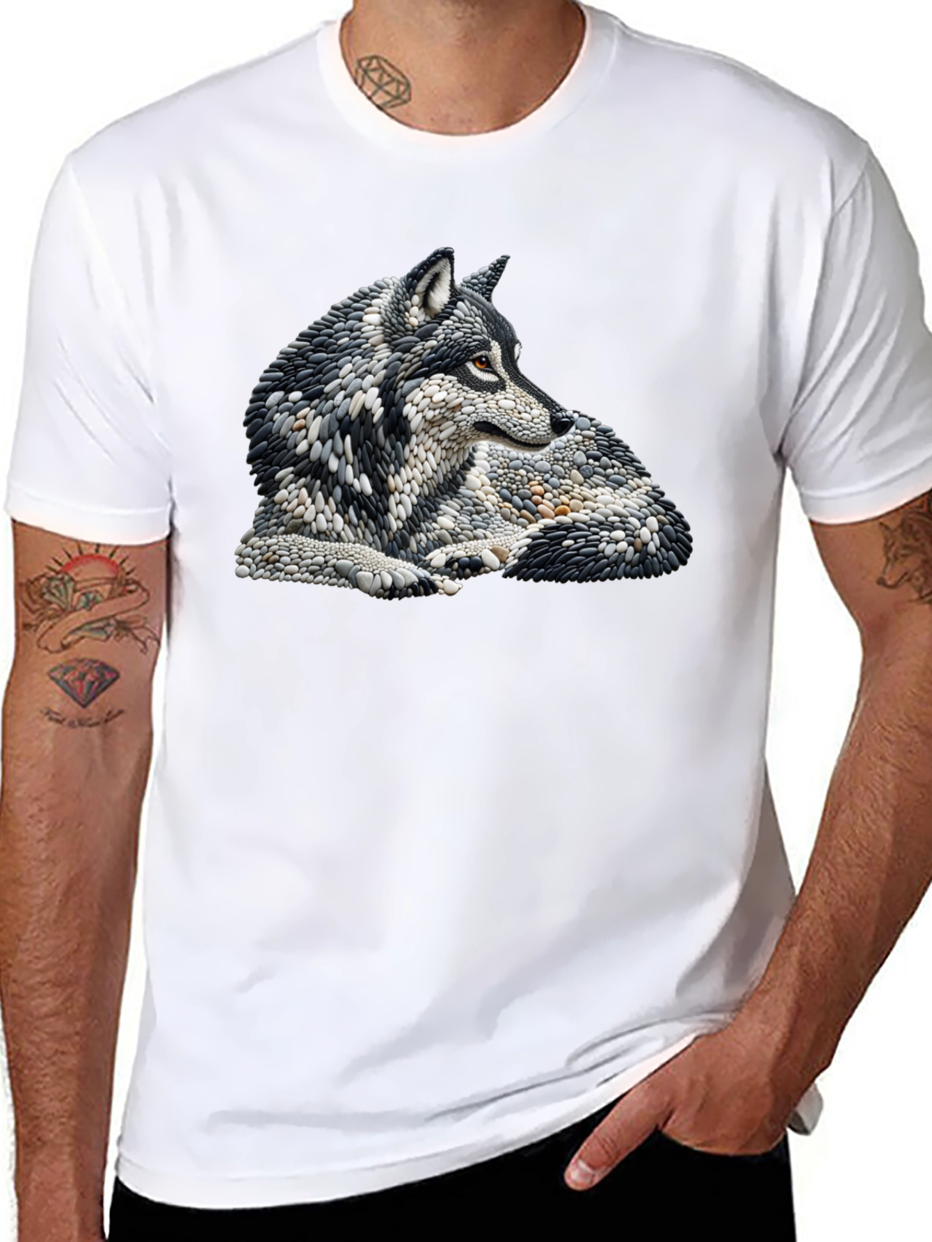Wolf Art Graphic Print Black T-Shirt