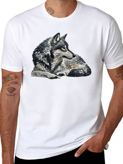 Wolf Art Graphic Print Black T-Shirt