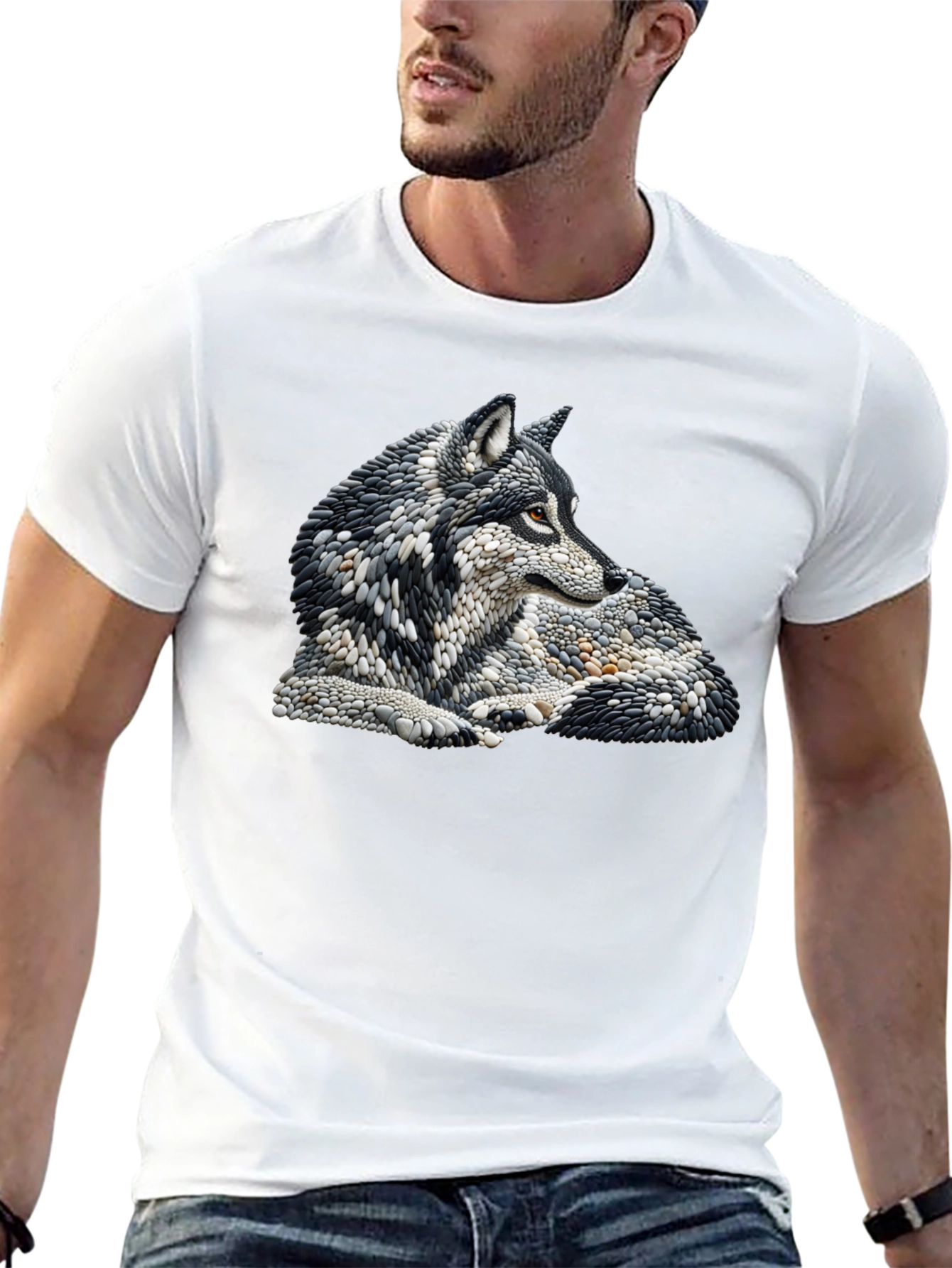 Wolf Art Graphic Print Black T-Shirt