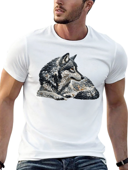 Wolf Art Graphic Print Black T-Shirt