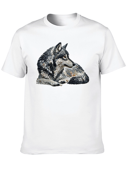 Wolf Art Graphic Print Black T-Shirt